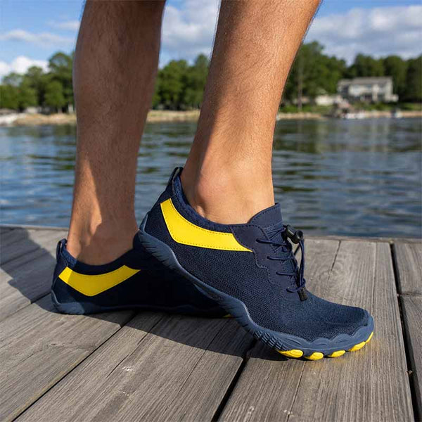 Barfotsko med bred tåbox og flexibel sula