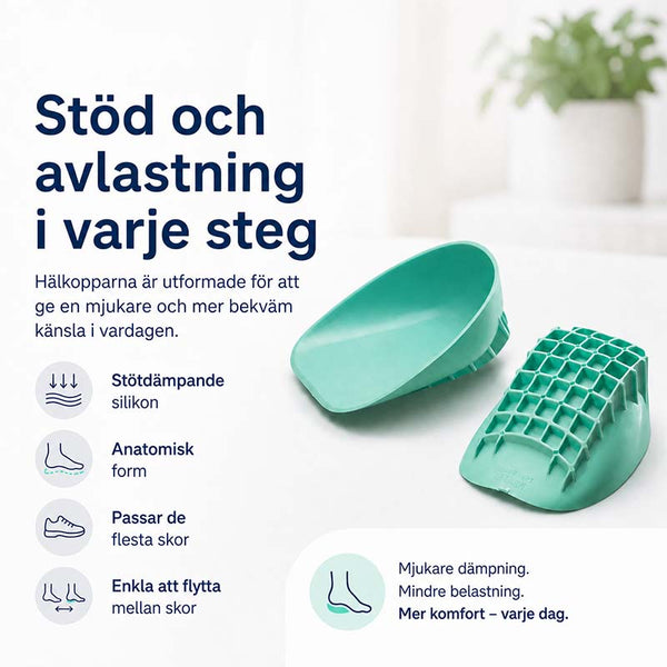 Hælkopper mot hælspore og hælsmerter - støtdempende avlastning