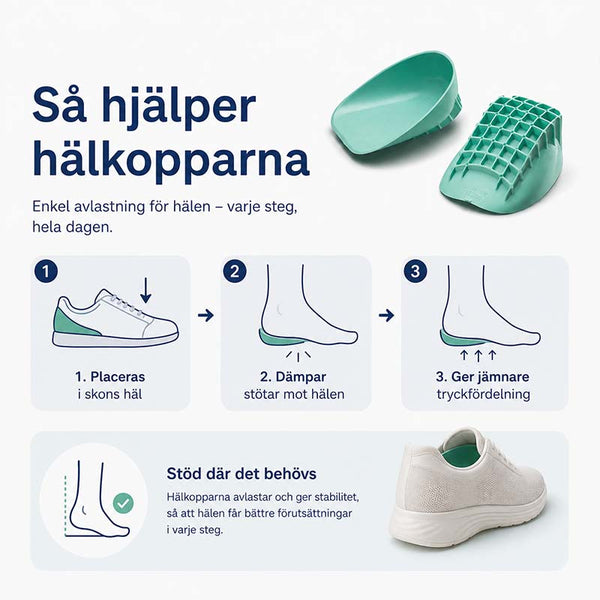 Hælkopper mot hælspore og hælsmerter - støtdempende avlastning