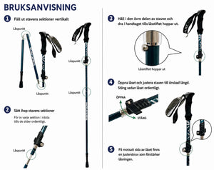 Hopfällbara gångstavar