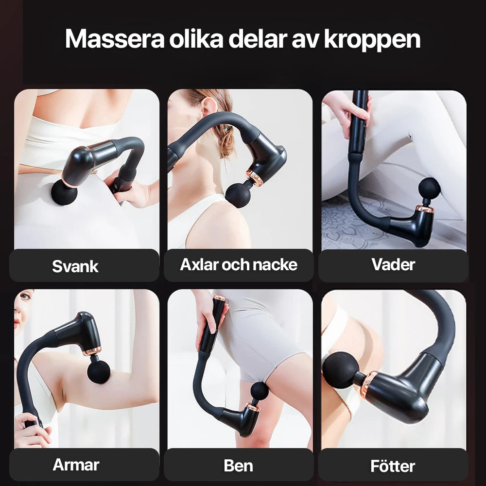 Massagepistol med långt handtag for självmassage