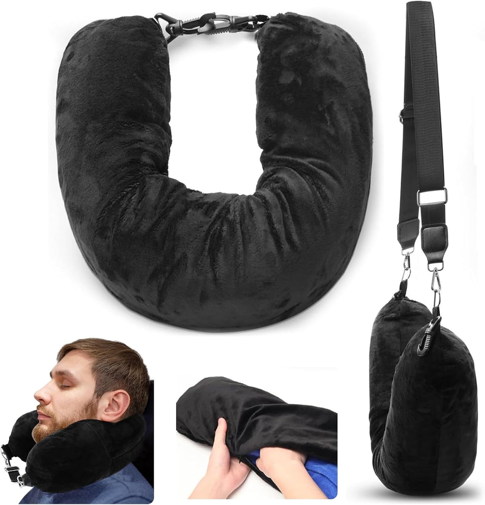 Nackkudde med packfunktion for reiser