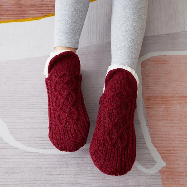 Toffelsockor med sklisikring - varma innesockor