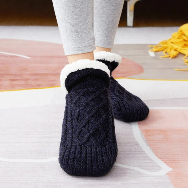 Toffelsockor med sklisikring - varma innesockor