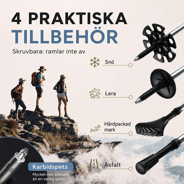 Vandringsstavar lätta og hopfällbara gångstavar