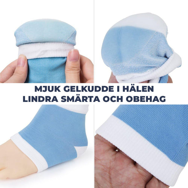 Hælspore strumpor med hælbeskyttelse i gel